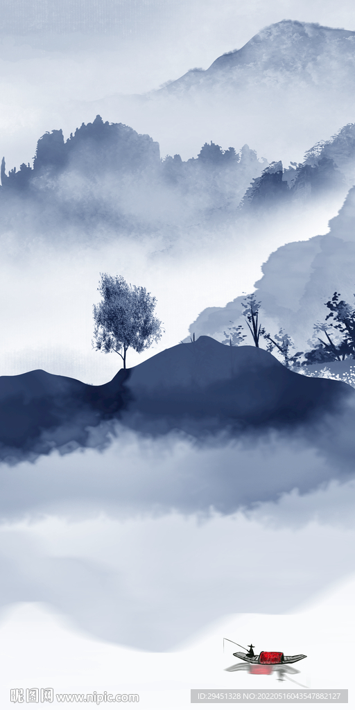 水墨高端玄关山水 TIF分层