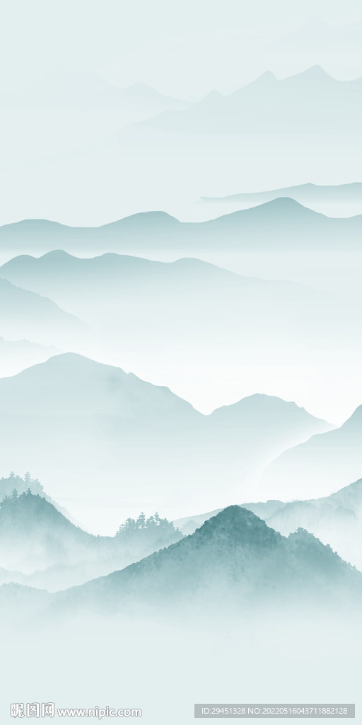 中国风高端玄关山水 TIF分层