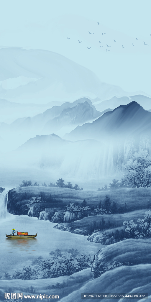 新品高端玄关山水 TIF分层