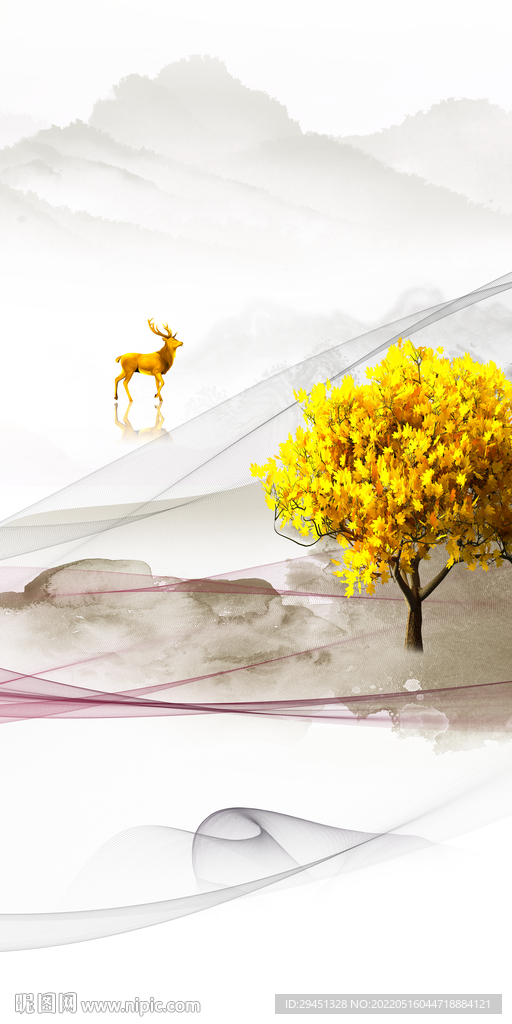 简约 高端玄关山水 TIF分层