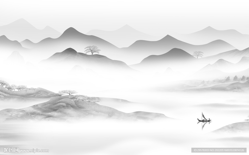 大气 客厅山水背景 TIF分层