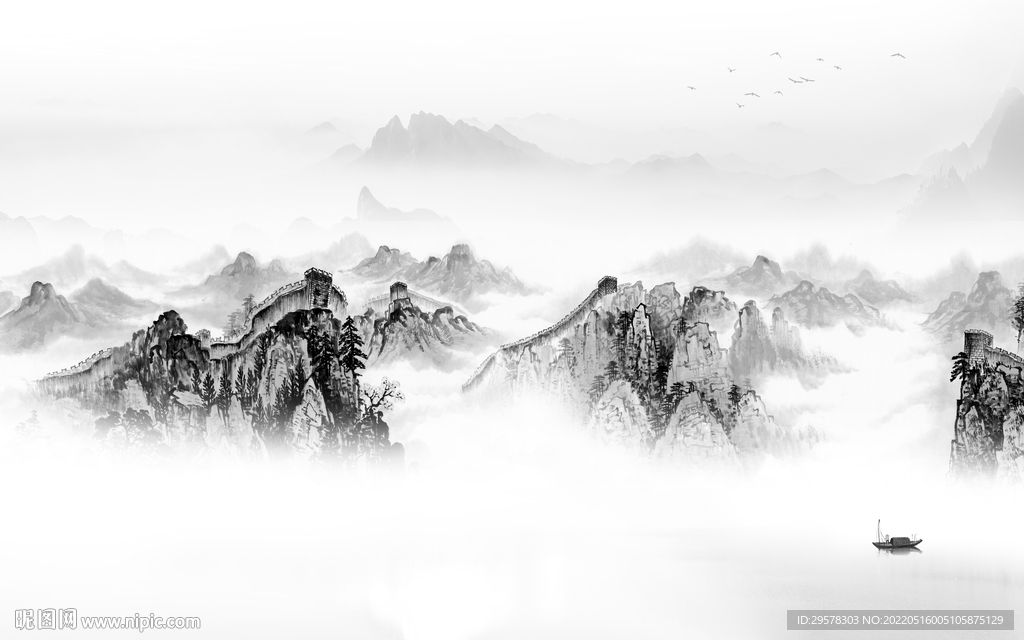 高端高清山水墙画 TIF分层