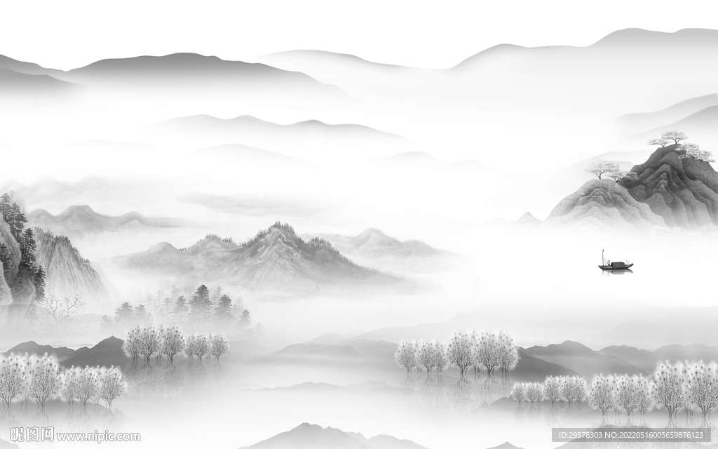 高清 客厅山水背景 TIF分层