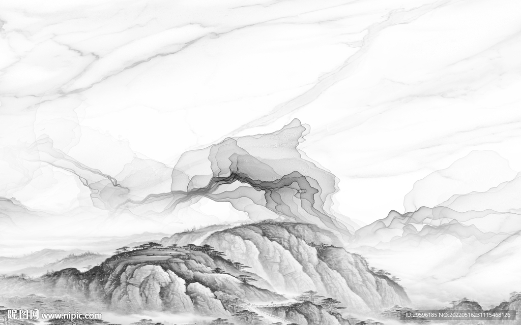 大气 山水画灰色图 TIF分层