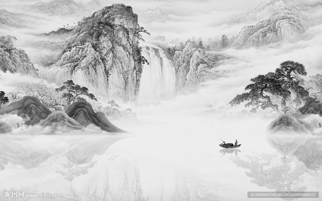 客厅现代简约山水 tif分层