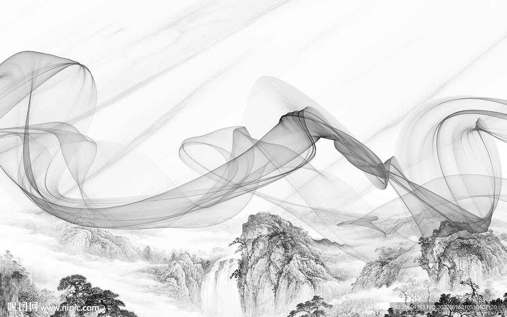 中国风现代简约山水 tif分层