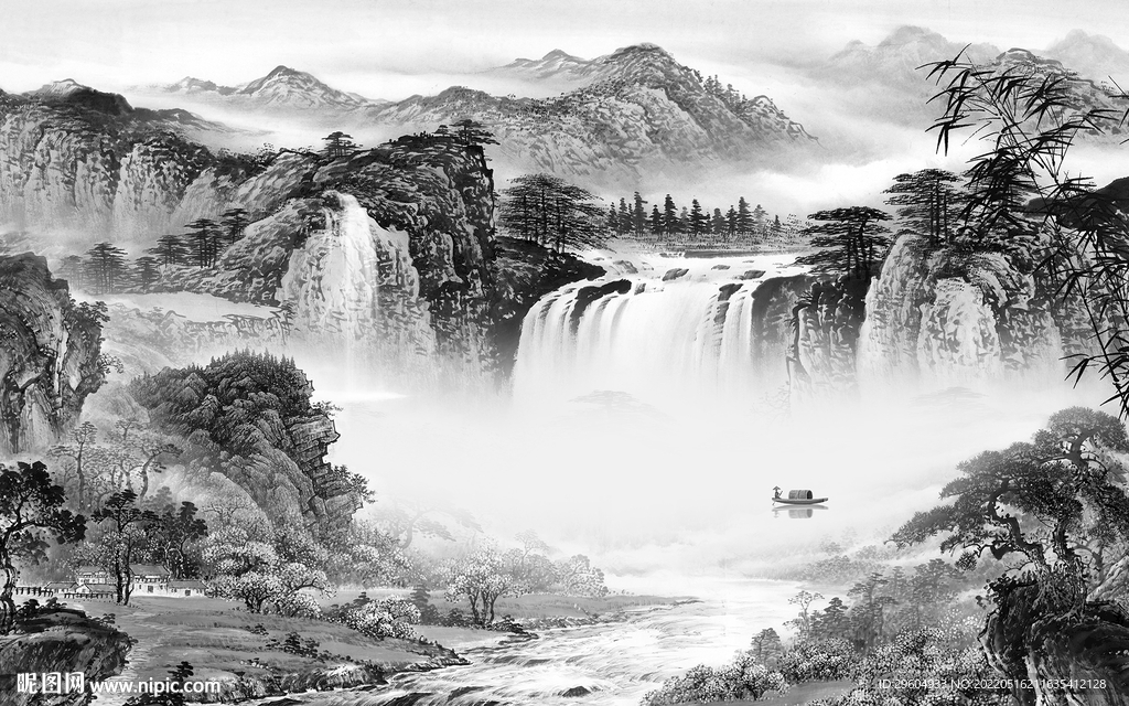 高雅现代简约山水 tif分层