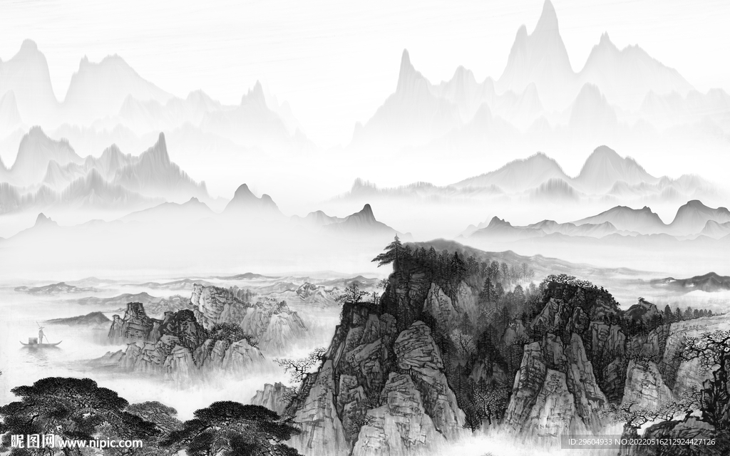 高端 现代简约山水 tif分层