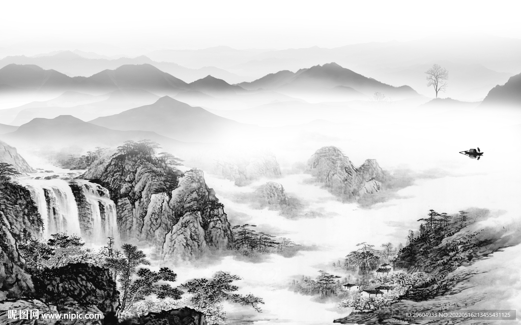 高档现代简约山水 tif分层