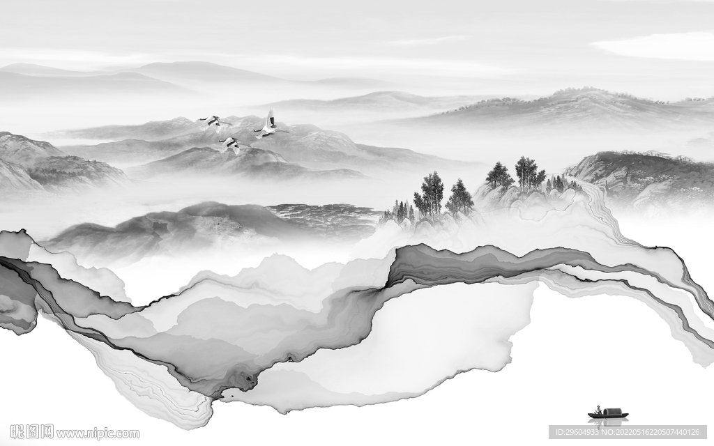 电视灰色高清山水 tif分层