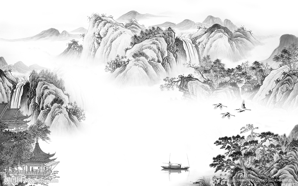 中式 风景高档山水 tif分层