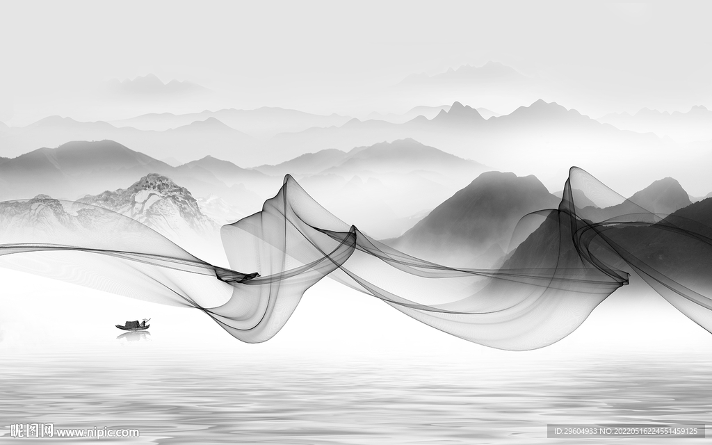 简约 灰色高清山水 tif分层