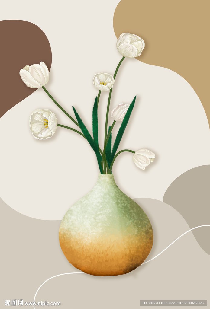 装饰画 百合花 花瓶