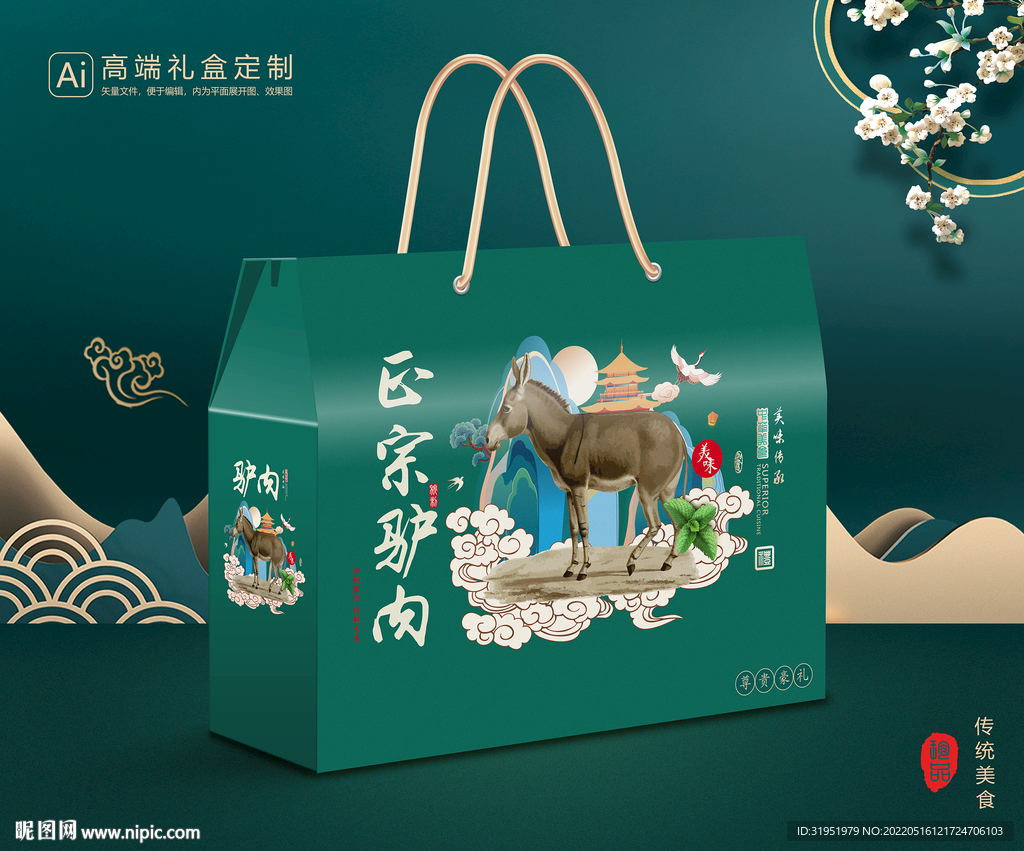 驴肉包装 熟食礼盒平面展开图