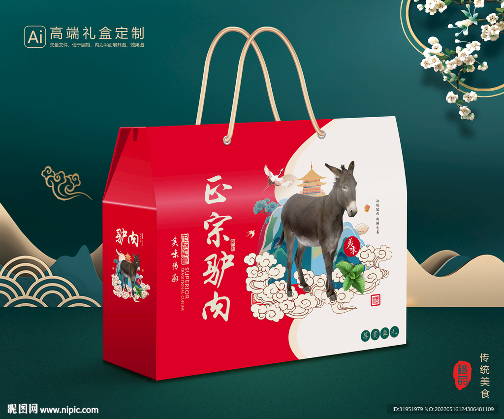 驴肉包装 熟食礼盒平面展开图