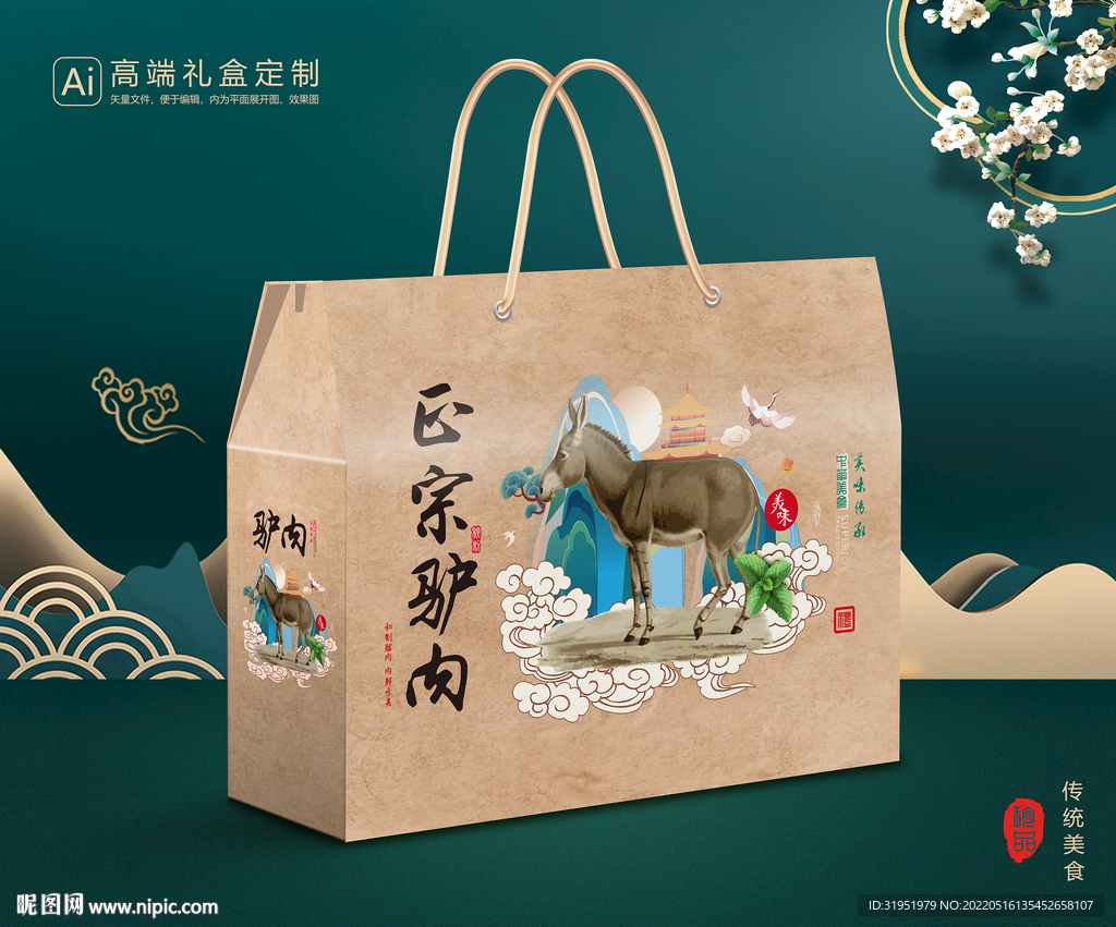 驴肉包装 熟食礼盒平面展开图