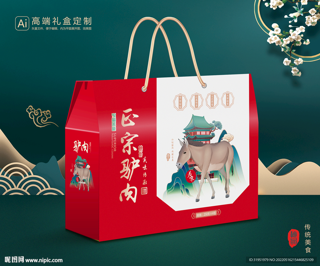 驴肉包装 熟食礼盒平面展开图