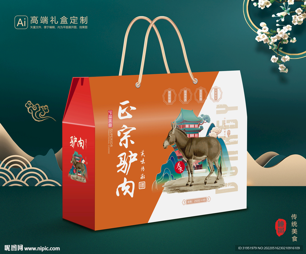 驴肉包装 熟食礼盒平面展开图