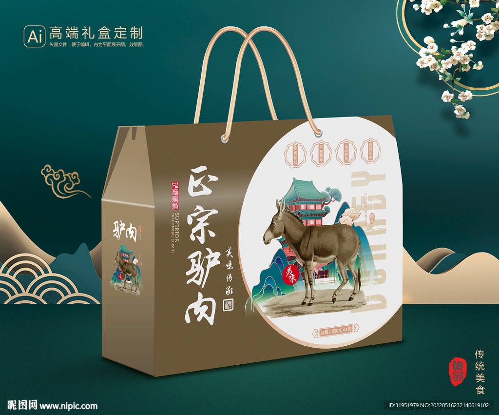 驴肉包装 熟食礼盒平面展开图