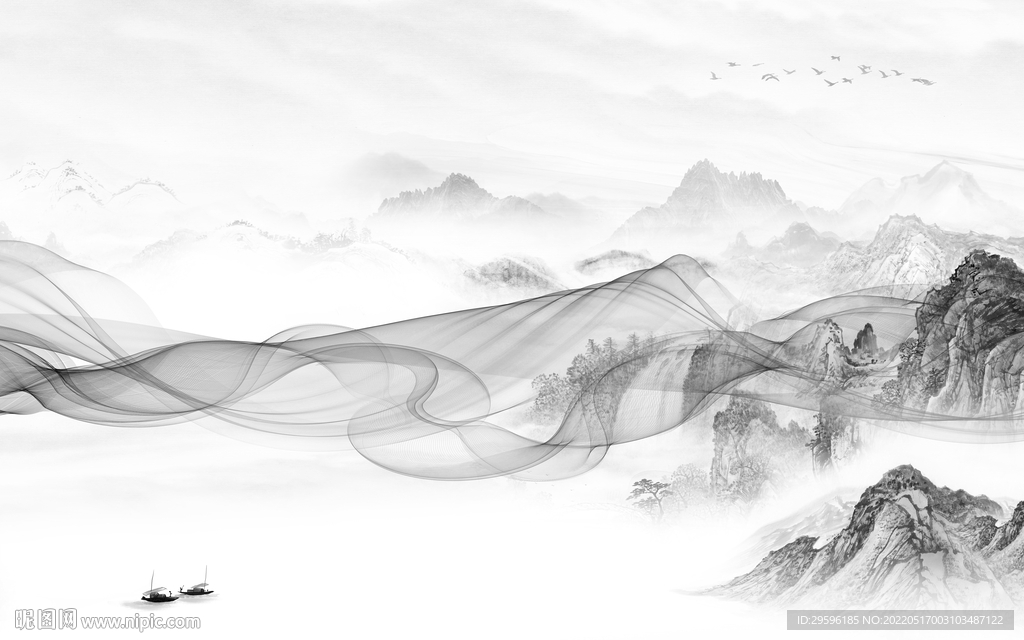 新中式别墅客厅山水 TIF分层