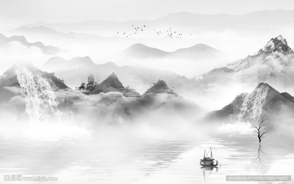 最新别墅客厅山水 TIF分层