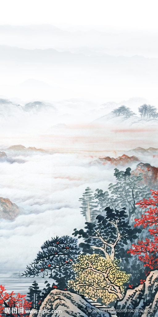 中国风玄关大气山水 TIf分层