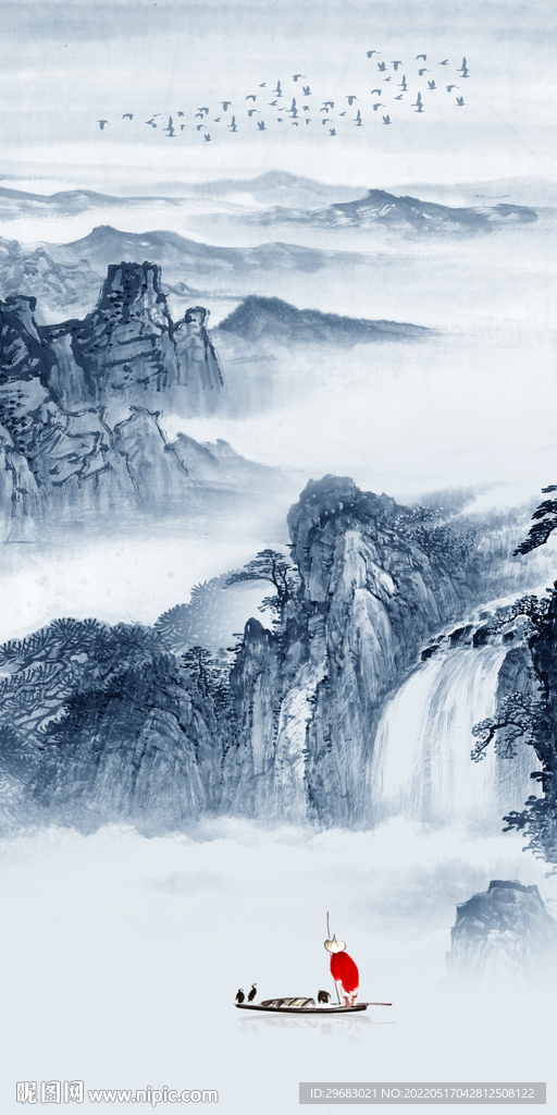 别墅新玄关画山水 TIF分层