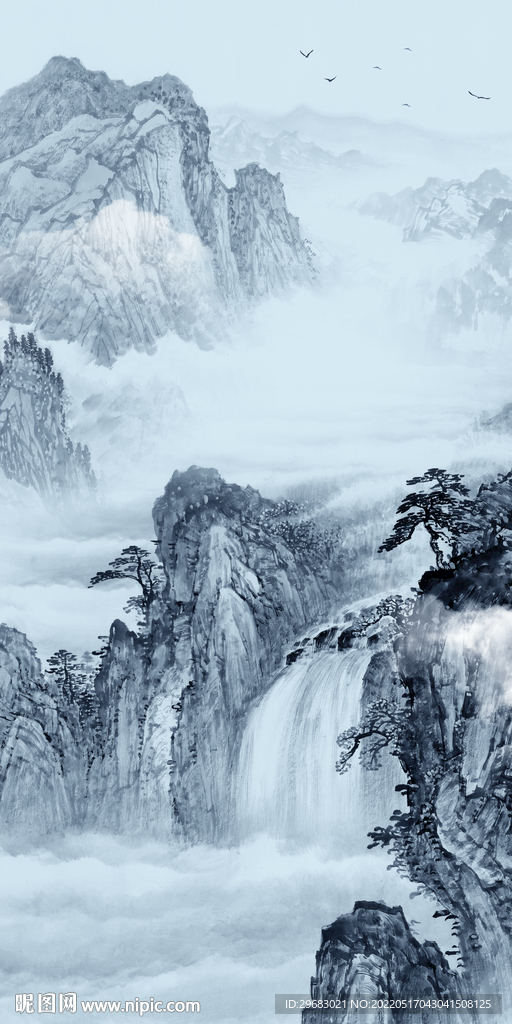 中式新玄关画山水 TIF分层