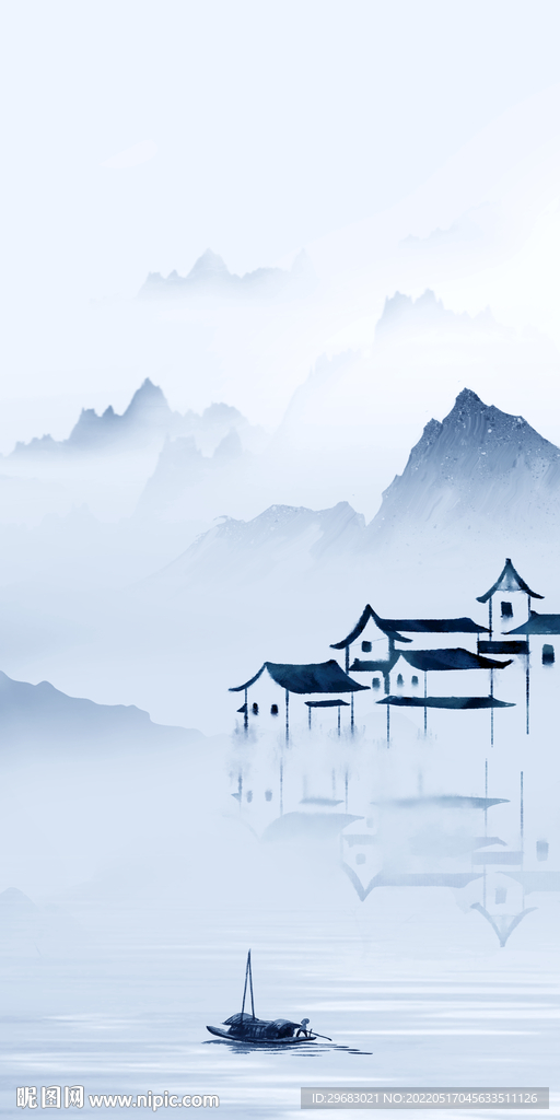 江南简约玄关山水 TIF分层