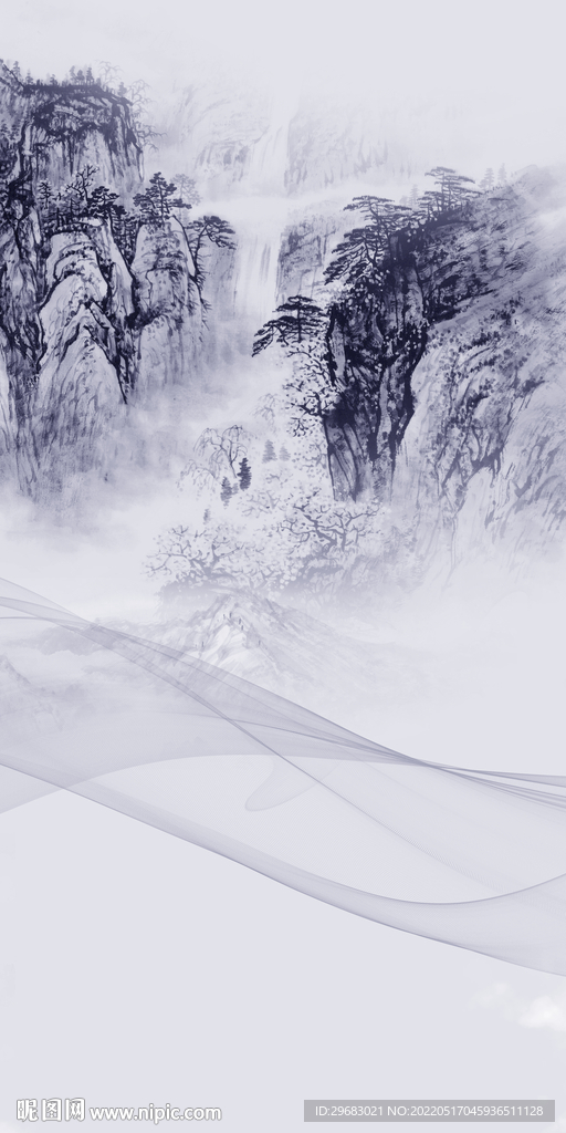 新款简约玄关山水 TIF分层