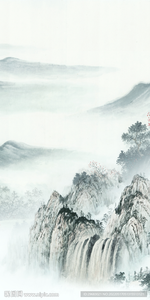 别墅玄关中式山水 TIF分层