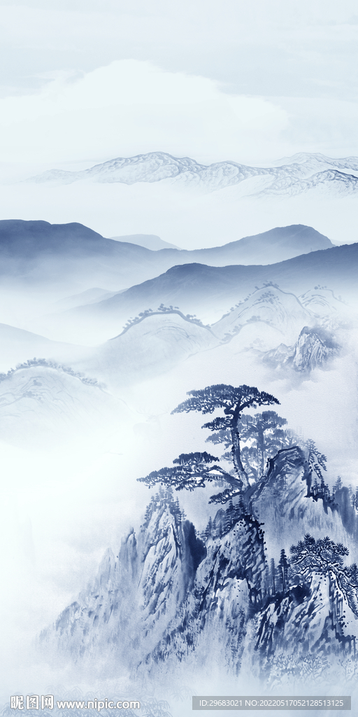 中式简约玄关山水 TIF分层