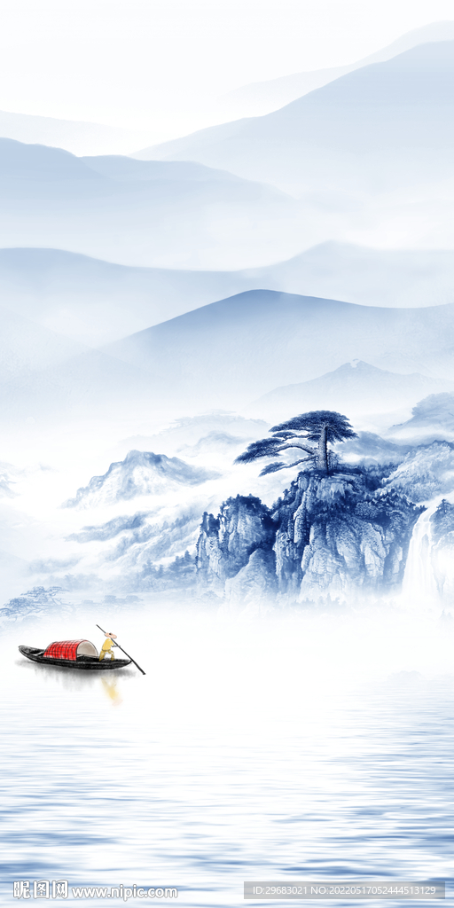 人气 简约玄关山水 TIF分层