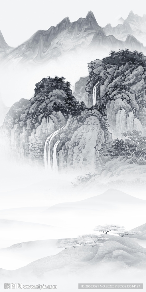 高清 玄关大气山水 TIf分层