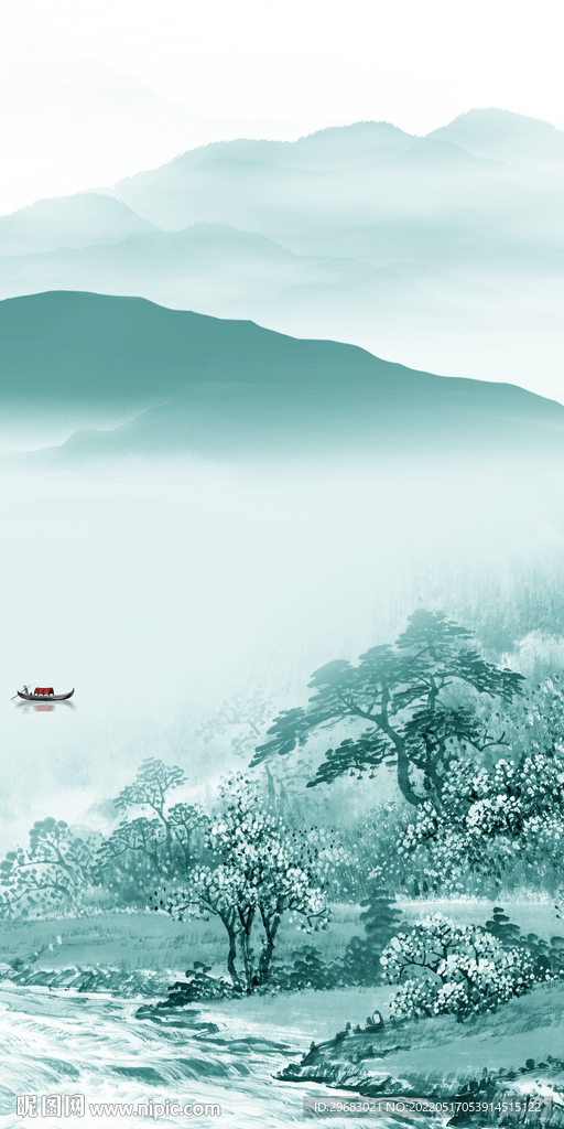 高端简约玄关山水 TIF分层