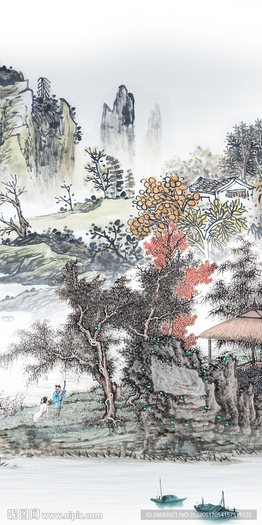 高档 玄关大气山水 TIf分层