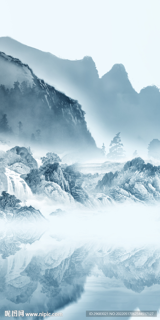 大气玄关中式山水 TIF分层