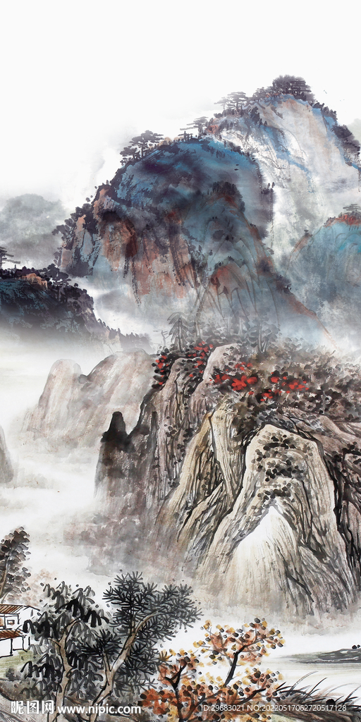 简约玄关中式山水 TIF分层