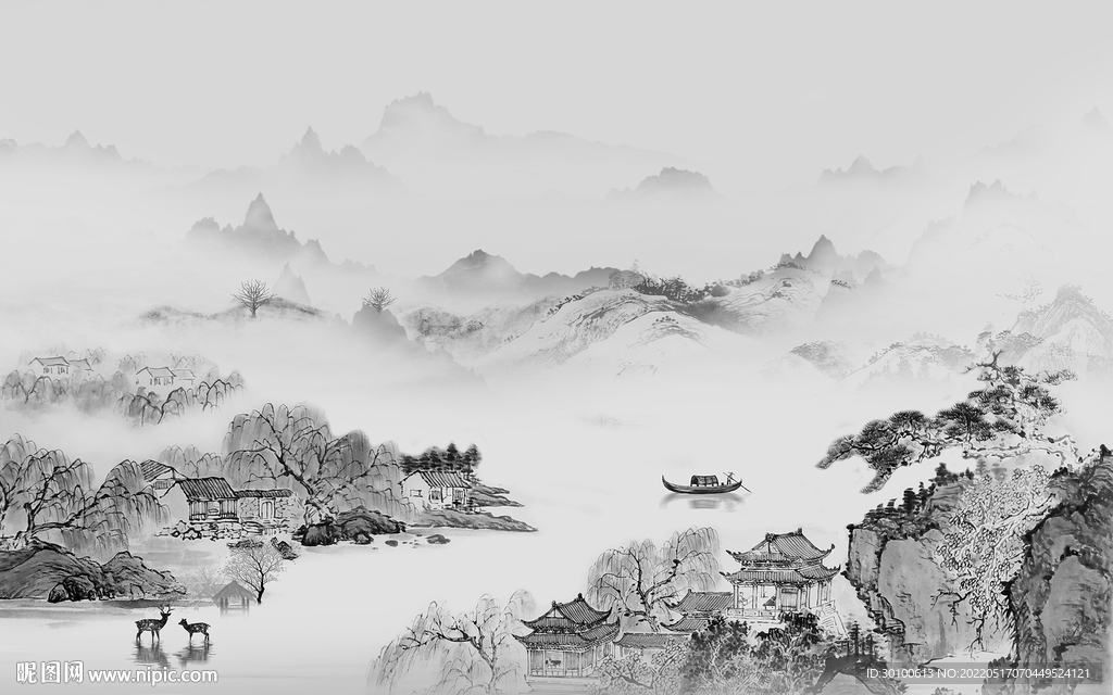 意境客厅爆款山水 tif分层