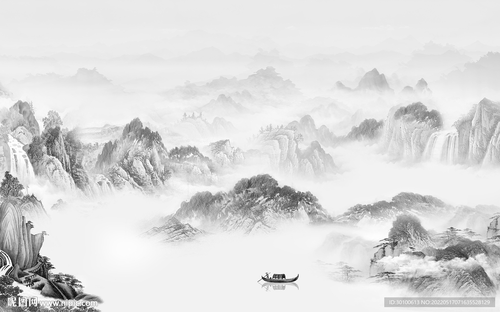 现代客厅爆款山水 tif分层