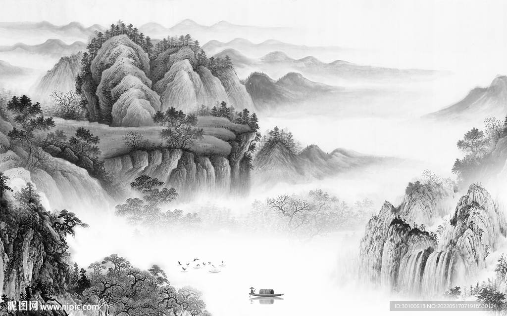 中国风客厅爆款山水 tif分层