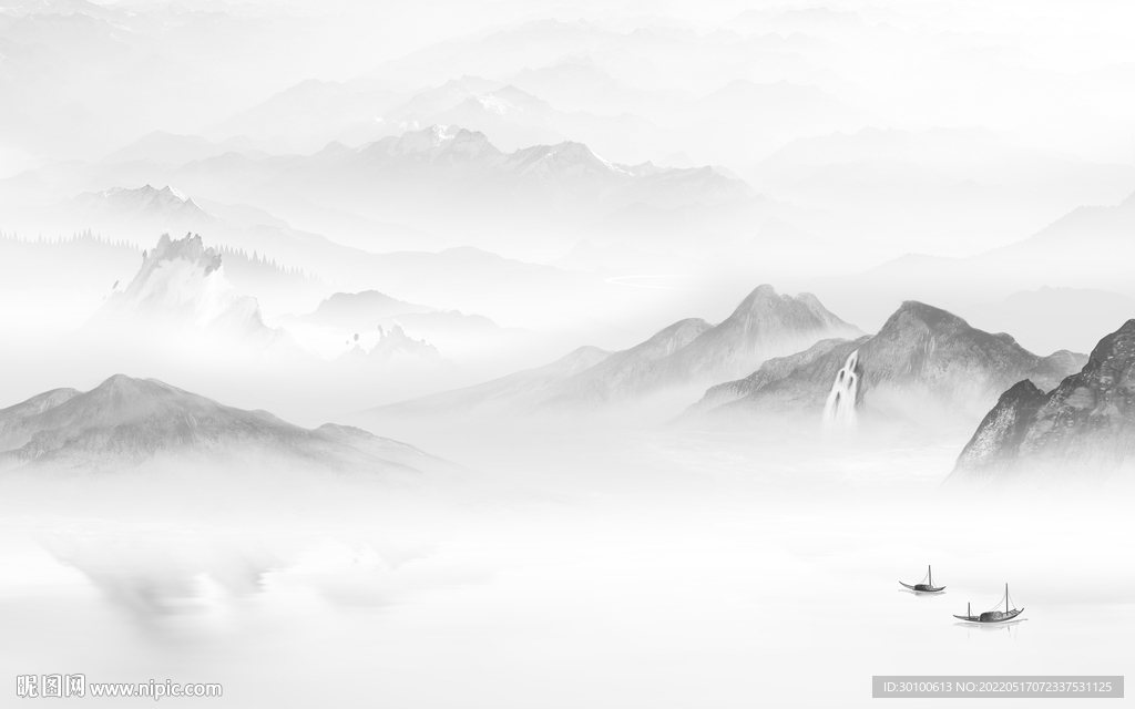 中式客厅爆款山水 tif分层