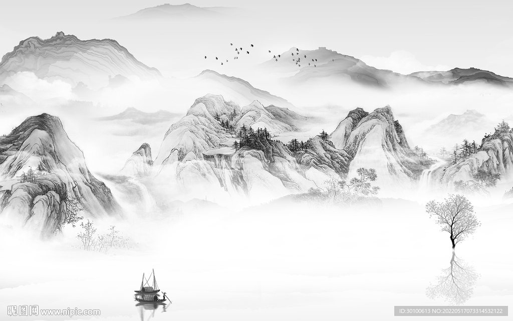 电视客厅人气山水 tif分层