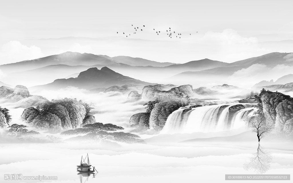 新款 客厅人气山水 tif分层