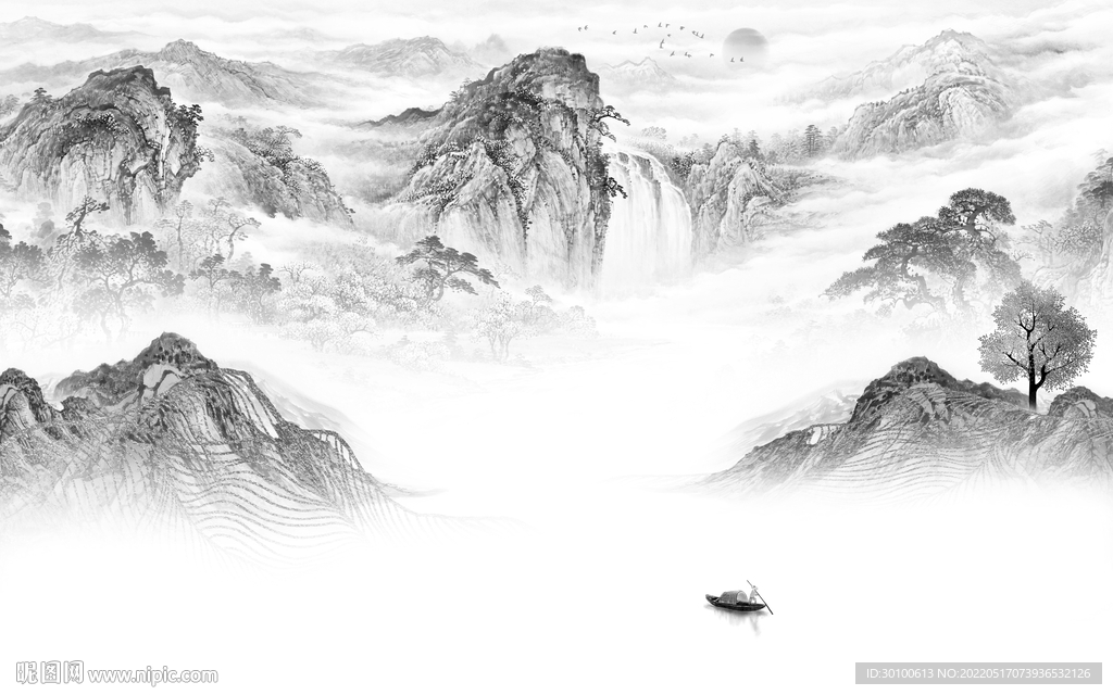 爆款客厅人气山水 tif分层