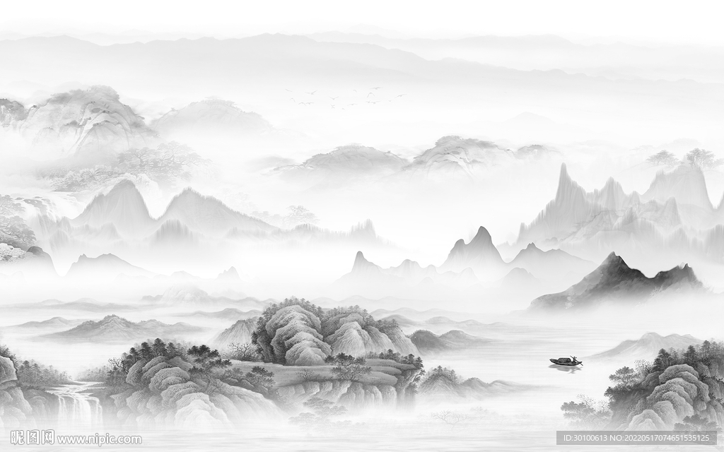 中国风客厅人气山水 tif分层