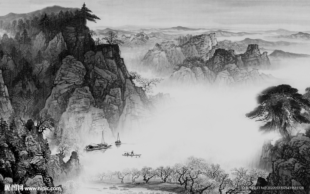 大气客厅爆款山水 tif分层