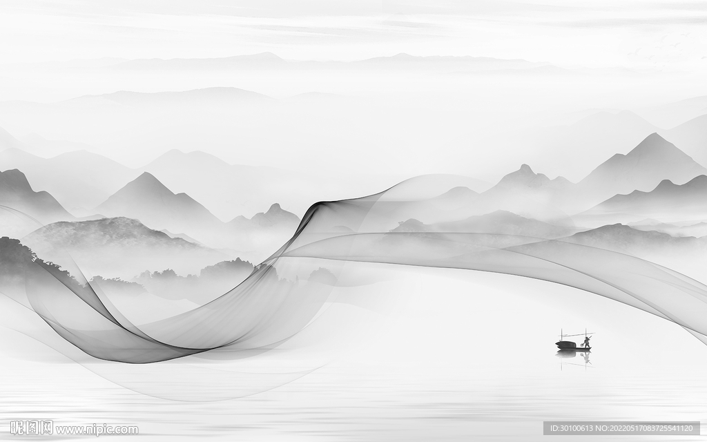 高端 客厅人气山水 tif分层