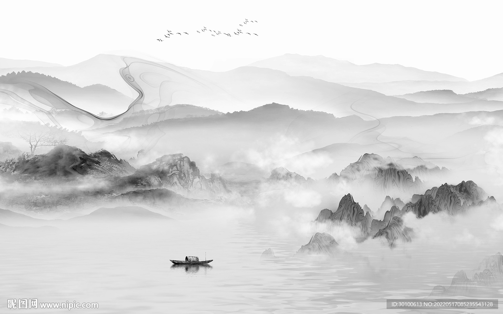 高清 客厅人气山水 tif分层