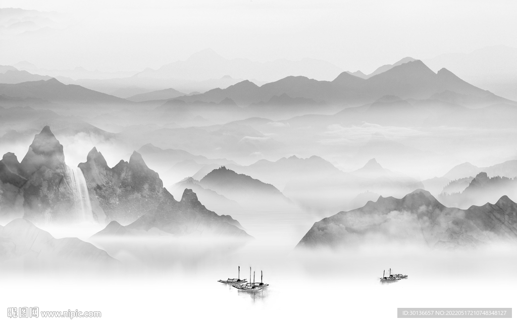 客厅最新山水大图 tif分层